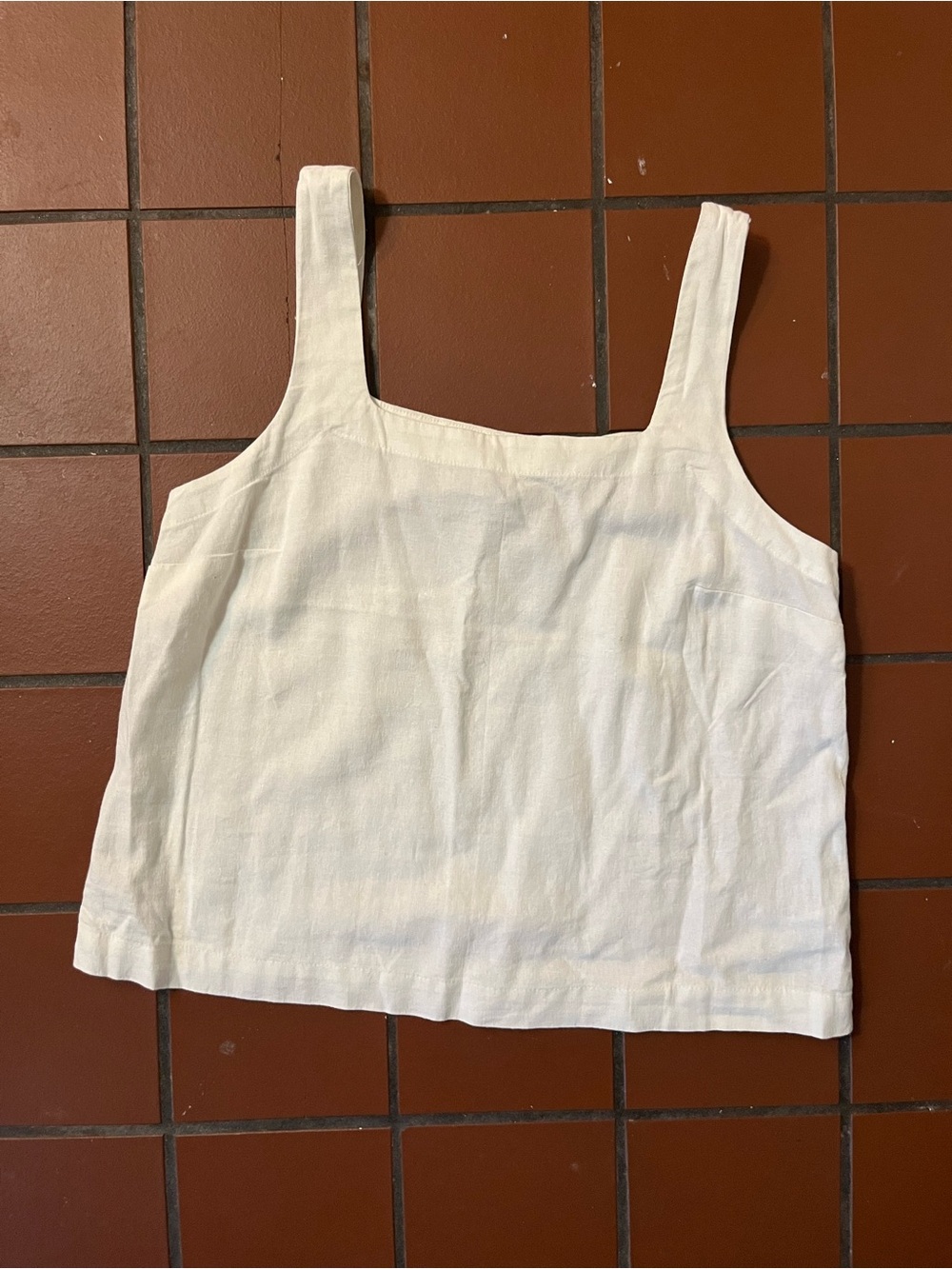 a new day White Linen Square-Neck Tank